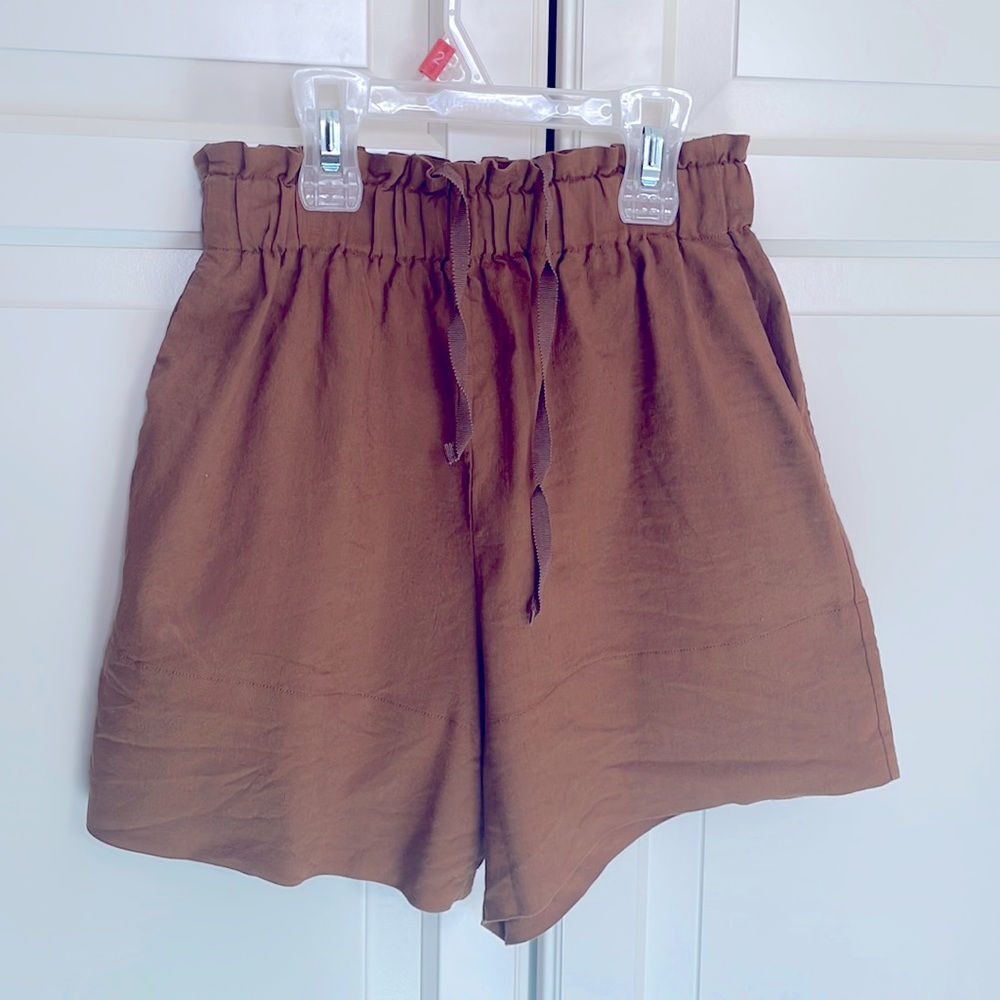 COPY - ADAY Linen Shorts - Brown XS EUC